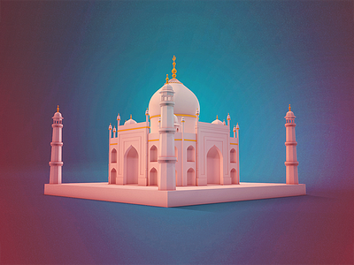 Taj Mahal - World Wonder (INDIA) c4d flat india monument mumtaz render shah jahan taj mahal wonder world