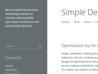 Simple Design blog clean design journal minimal navigation search sidebar simple theme website whitespace widgets wordpress