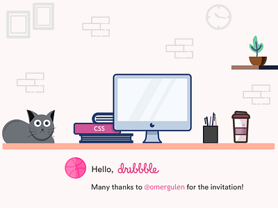 Hello Dribbble! cat css design first design firstshot invite workspace