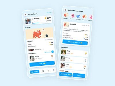 Puppy - Mobile App Design for Social Shopping app contest design dog game gamification illustration interface mobile mobile app pet product puppy shopping social social app ui uiux ux