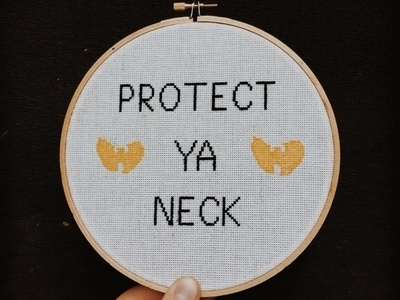 Protect Ya Neck cross stitch cross stitching embroidery handmade wu tang wu tang clan