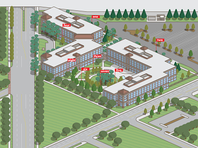 Corporate Tree Map pt. III 3d buildings corporate design drawing illustration illustrator isometric isometric art map tree map vector