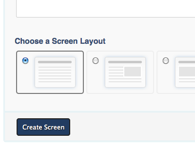 Content Builder: Screen Layout form options radiobuttons