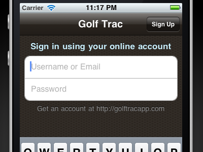 Golf Trac: iPhone Login form golf golftrac ios iphone login