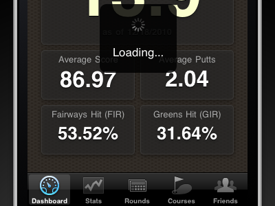 Golf Trac: iPhone Dashboard (updated) dashboard golftrac ios iphone loading