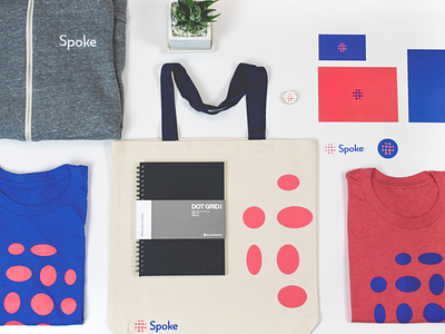 Spoke's new brand design hoodies pins rebrand simple spoke startup swag swag tee shirt