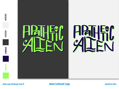 Apathetic Alien - Logo and Branding alien branding dailylogochallenge design flat illustrator lettering logo typography vector