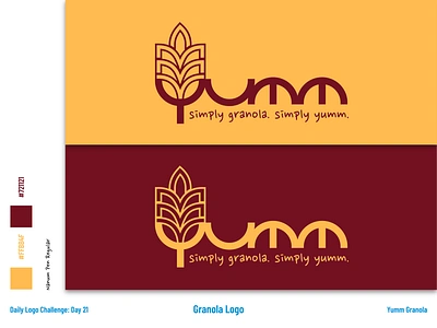 Yumm - Granola Logo and Branding branding dailylogochallenge design flat granola illustrator logo packaging typography vector