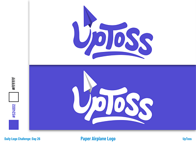 UpToss - Logo and Branding branding dailylogochallenge design hand letter hand lettering hand lettering logo handlettering illustrator logo paper airplane purple typography vector