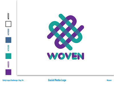 Woven - Social Media Platform Logo and Branding abstract logo branding dailylogochallenge design flat hand lettered hand lettering hand lettering logo handlettering handmade icon illustrator lettering logo social media symbol typographic typography vector woven