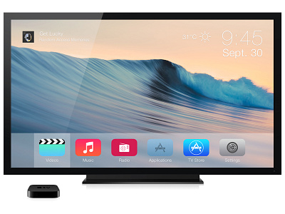 Apple TV Concept apple center clean concept interface ios ios7 itunes media radio tv ui