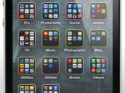 iOS 7 folders border colors border color interface ios7 iphone ui