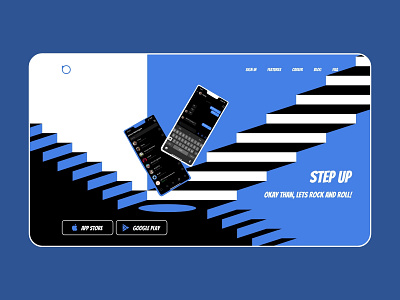 Fun with Landing page 3 / 4 black blue branding concept cool design fun graphic design icon illustration landing page line lines logo step up ui vector web website white