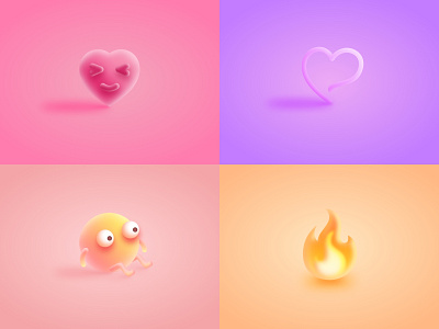 3D custom emojis 3d 3d icons branding concept design emoji emojis fire fun graphic design heart icon illustration logo smile ui vector