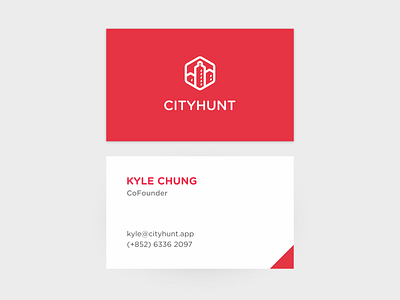 CityHunt Business Card Design branding business card clean logo minimal print product design red white