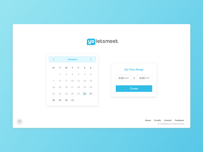 YoLetsMeet - Web UI #1 app blue calendar clean meeting meetup scheduler simple ui web white