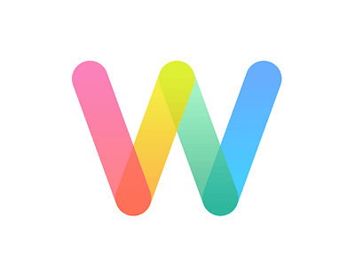 Heyy Dribbble! colors debut design entrepreneur gradient icon identity logo rainbow shape symbol w