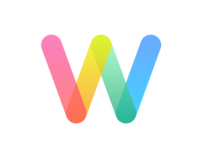 Heyy Dribbble! colors debut design entrepreneur gradient icon identity logo rainbow shape symbol w