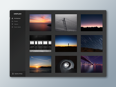 Unsplash Concept black clean concept dark interface minimal photo platform simple ui unsplash web