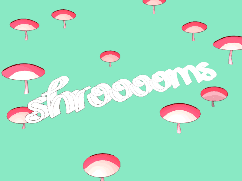 Shrooms 3d animation design motion mushrooms plants typography whimsy