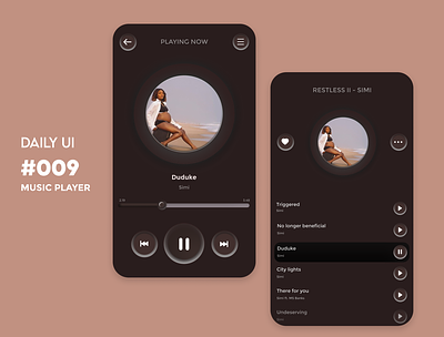 DAILY UI #009 - MUSIC PLAYER 009 app design dailyui dailyuichallenge design music player uiux uiuxdesign