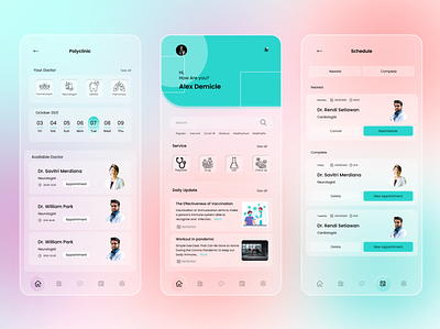 Hospital app with Glassmorphism concept application branding design glassmorphism health indonesia mobileapp ui ux web webdesign