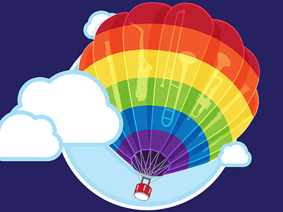 Music Hot Air Balloon balloon gay illustration music rainbow