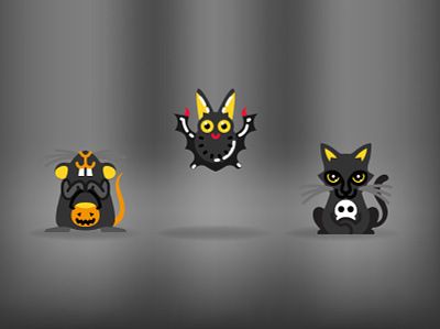 Halloween Animal animal avatar bat blackcat chracter design ghost halloween hollow icon illustration night rat