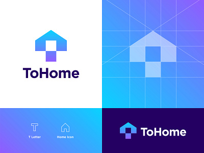 ToHome Logo Design app application branding and identity home house letter t lettering logo design logo designer logo maker logotype mark symbol negative space logo simple clean imterface smart logo t home t house tohome typography visual identity