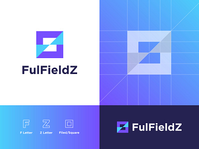 FulFieldZ - Logo Deisgn alphabet apps branding f f logo flogo fulfieldz fz grid logo icon identity design logo logo design logo designer logo maker logotype negative space smart logo square symbol