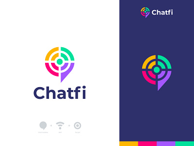 Chatfi Logo Design app logo brand identity branding bubble chat logo chatfi chatting colorful colors communication connection conversation logo minimalistic smart speak talk web website wifi wifichat