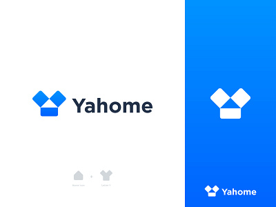 YaHome Logo Design brand brand identity branding branding agency concept exploration gradient home house icon logo logo design logo designer logotype mark smart logo symbol y home y house y logo