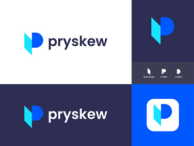 Pryskew - Logo Design abstract app logo branding clean d letter designer identity lettermark logo logotype mark minimal modern negative space p letter p logo pd simple startup unique