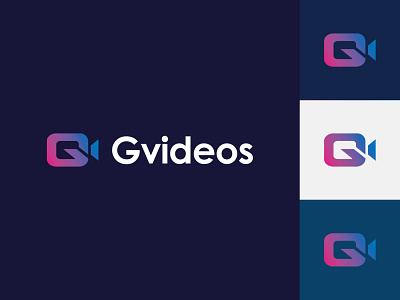 Gvideos Logo branding design g lettermark gradient icon identity illustration letters logo mark simple symbol typography videos