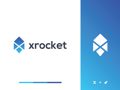 xrocket - Logo Identity abstract app logo brand design branding and identity business clean logo clever logo digital agency gradient icon logo logo design logo designer marks symbol minimalist negative space rocket technology unique logo x logo