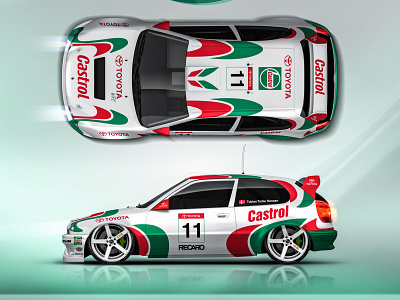 Toyota Castrol race design branding carart design vector wrap wrapping