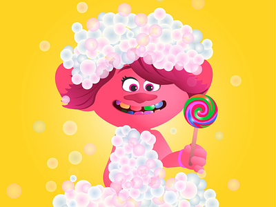 Troll bath foam candy cartoon character illustration smile trolls vector