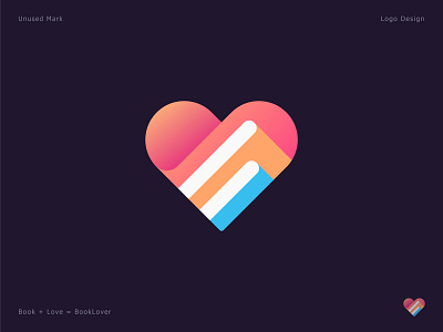 Book Lover - Logo Design ( for sale ) abstract app icon book logo branding creative dating geometic gradient logo heart idenity illustration letter logo logo logo design mark minimal monogram negative space simple startup