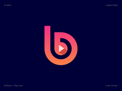 b letter + Play icon abstract app icon app logo boutique branding colorful creative design geometic gradient illustraion letter b letter logo letter mark live logo logo design play playful shop