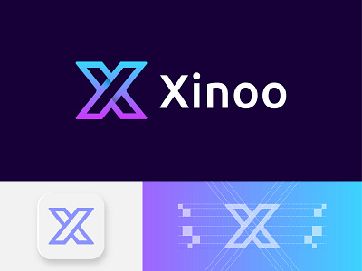 Xinoo - logo design 3d abstract app app logo brand design branding creative design gradient icon illustration letter logo letter x logo logo design logodaily logodesign logos logotype vector