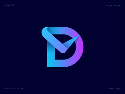 D' O Clock abstract app icon branding check clean clock creative done gradient illustration letter d letter logo lettermark logo logo design logo designer logotype mark time time tracking