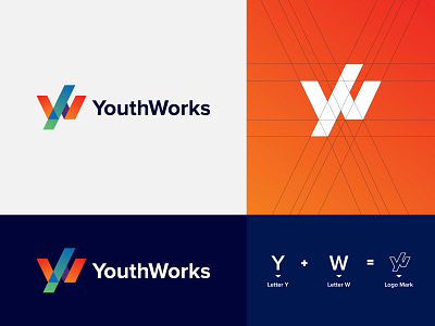 YouthWorks - Logo Design abstract app app icon brand guide identity brand identity designer branding branding project business company corporate digital agency lettering lettermark logo logo design concept logo mark modern social w letter logo y letter logo