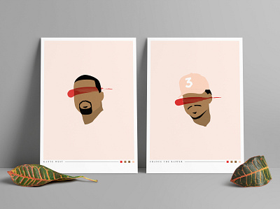Kanye & Chance 3 cap chance chance the rapper design flat hat illustration kanye kanye west minimal minimalist music paint pastel red three vector yande