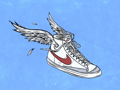 Nike Flyin' Blazer apple pencil blazer check drawing flying illustration inking ipad ipad pro messy lines nike procreate shoes swoosh texture wings