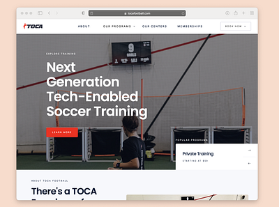 new TOCA website animation graphic design landing page mobile motion graphics soccer sports technology toca ui web web design website