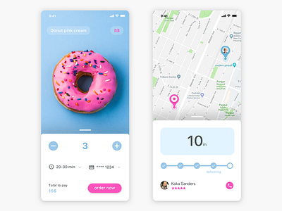 Delivery app concept app deliver deliveries donut ios maps picker pink timeline ui ux