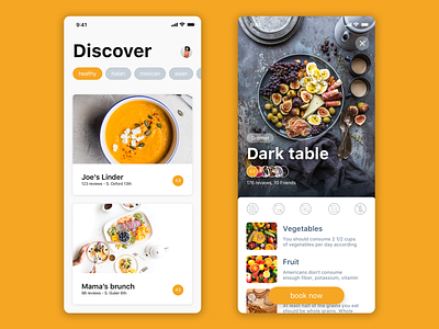 Restaurant booking app app booking cards design food interface ios restaurant typography ui ux