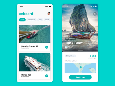 Boat booking app app cards design ios mobile typography ui user interface ux
