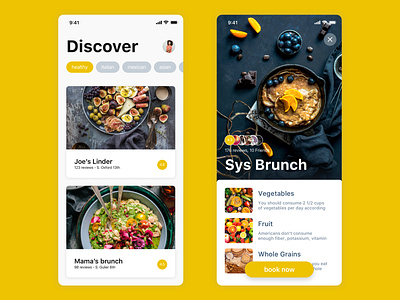 Restaurant booking app app food ios restaurant restaurant app restaurant design ui user experience user interface ux yellow