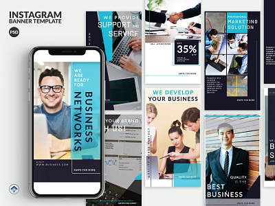 Solution - Business Instagram Stories Template banner ad branding business creative design finance instagram marketing marketing agency network promotion sales page service solution support